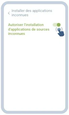 Interrupteur activé pour autoriser les applications de sources inconnues